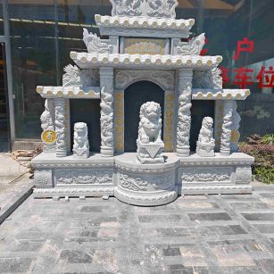 益阳芝麻白中国黑石材套墓 花岗岩墓碑